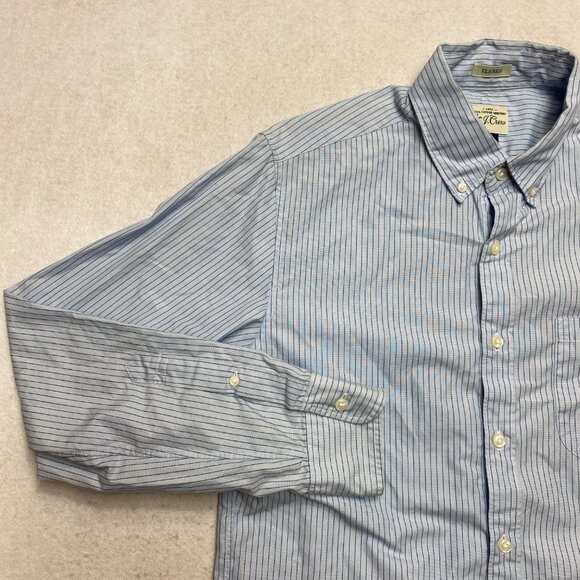 J. Crew Shirts Mens S Blue Long Sleeve 2 Ply Button Down Striped - Picture 5 of 10